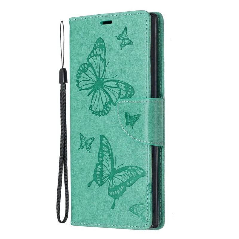 Etui Folio Samsung Galaxy Note 10 Plus Magenta Szary Piękne Motyle W Paski Etui Ochronne