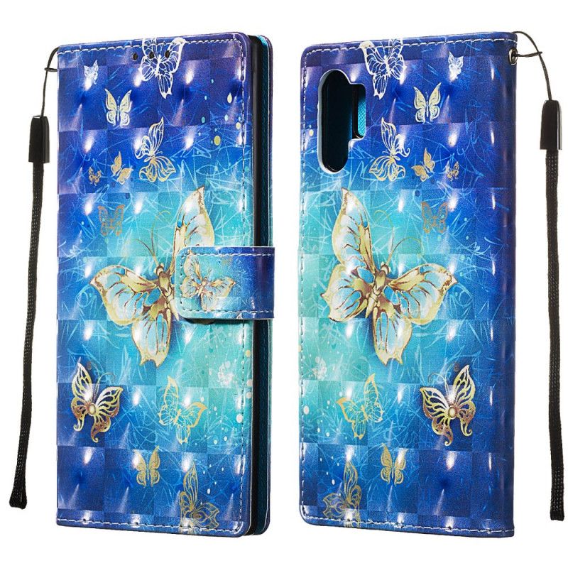 Etui Folio Samsung Galaxy Note 10 Plus Złote Motyle Stringi Etui Ochronne