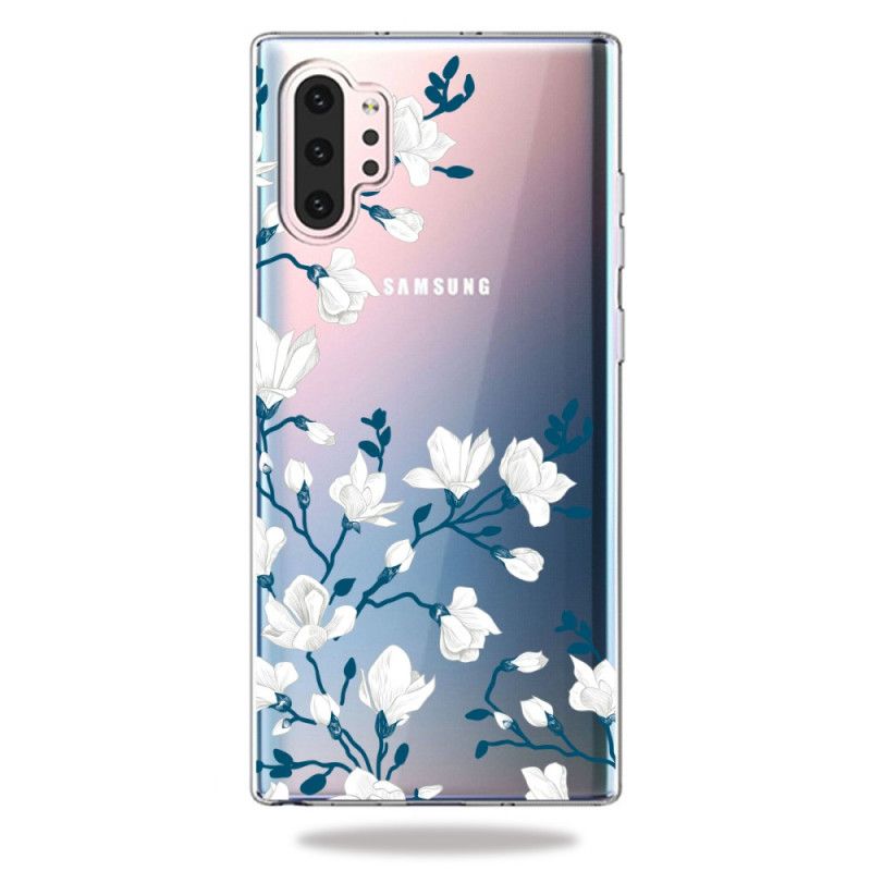 Etui Samsung Galaxy Note 10 Plus Białe Kwiaty