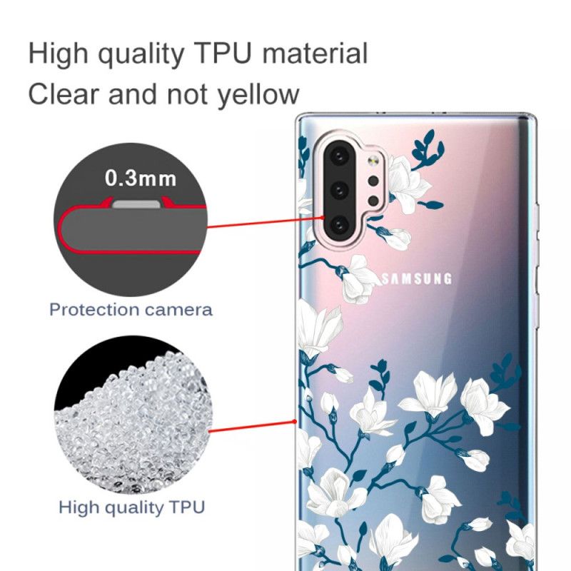 Etui Samsung Galaxy Note 10 Plus Białe Kwiaty