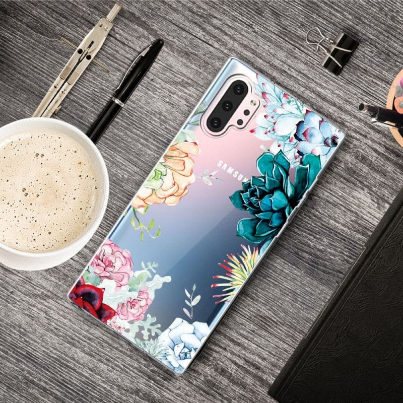 Etui Samsung Galaxy Note 10 Plus Przezroczyste Kwiaty Akwarelowe Etui Ochronne