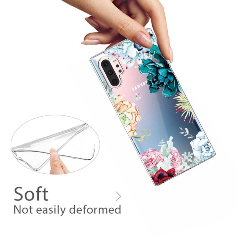 Etui Samsung Galaxy Note 10 Plus Przezroczyste Kwiaty Akwarelowe Etui Ochronne