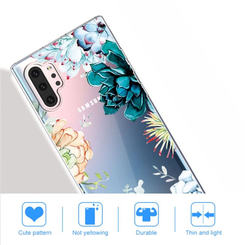 Etui Samsung Galaxy Note 10 Plus Przezroczyste Kwiaty Akwarelowe Etui Ochronne