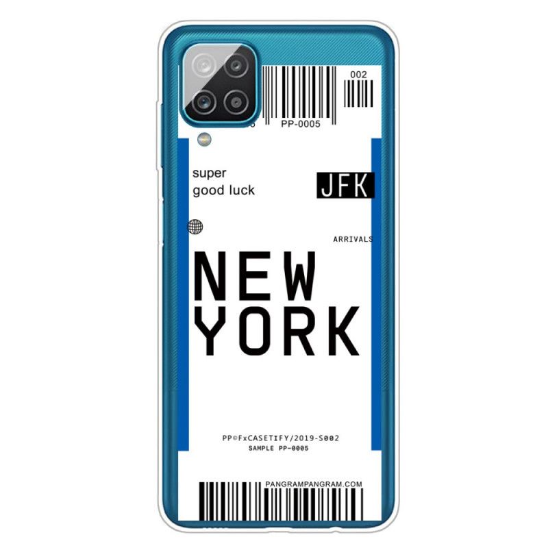 Futerały Samsung Galaxy A12 Granatowy Czarny Etui na Telefon Karta Pokładowa Do Nowego Jorku