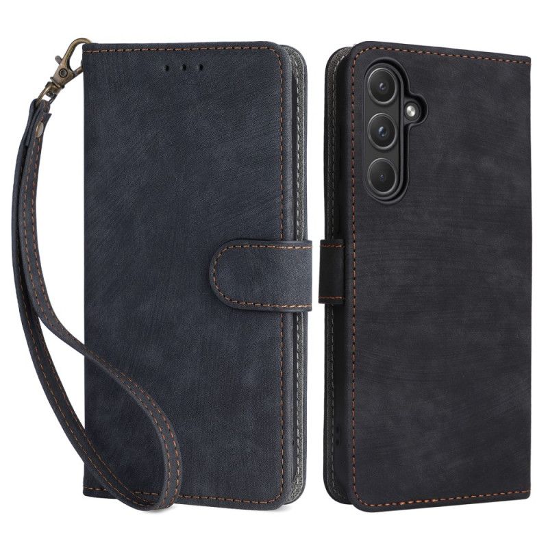 Etui Folio Samsung Galaxy A55 5g Zamszowy Pasek Blokujący Rfid Etui Ochronne