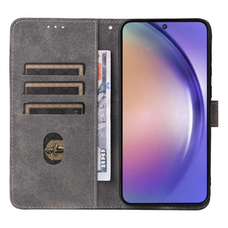 Etui Folio Samsung Galaxy A55 5g Zamszowy Pasek Blokujący Rfid Etui Ochronne