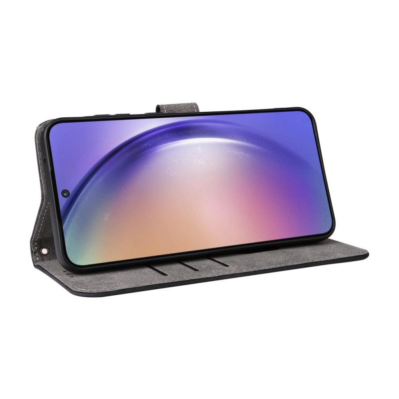 Etui Folio Samsung Galaxy A55 5g Zamszowy Pasek Blokujący Rfid Etui Ochronne