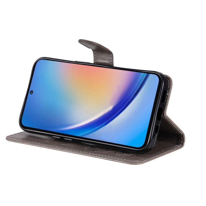 Skórzany Futerał Samsung Galaxy A55 5g Etui Na Telefon Kot I Pszczoły Z Paskiem