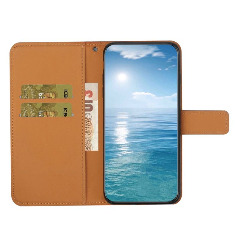 Skórzany Futerał Samsung Galaxy A55 5g Etui Na Telefon Patchwork Z Paskiem