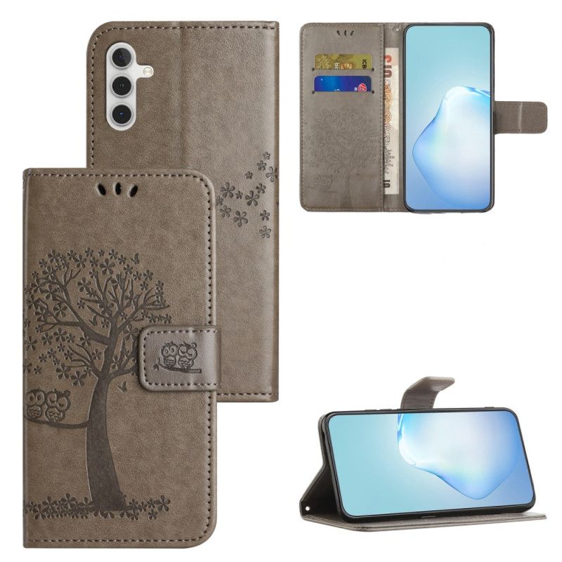 Skórzany Futerał Samsung Galaxy A55 5g Etui Na Telefon Sowa I Drzewo Na Smyczy