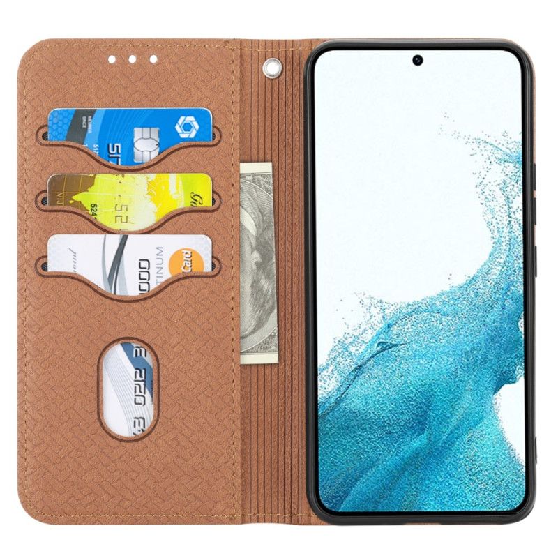 Skórzany Futerał Samsung Galaxy A55 5g Etui Na Telefon Tkana Tekstura Z Paskiem