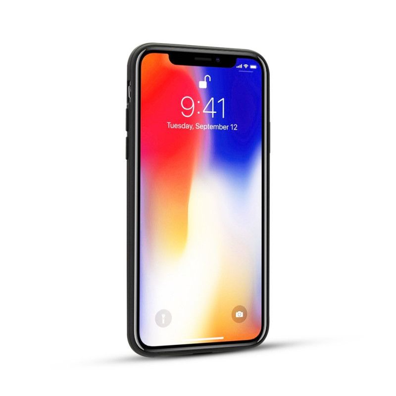 Etui iPhone XS Brązowy Czarny Prawdziwa Skóra Liczi Etui Ochronne