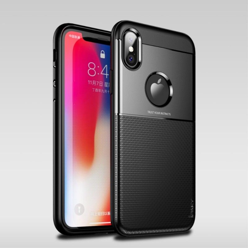 Etui iPhone XS Brązowy Ipaky Włókno Węglowe