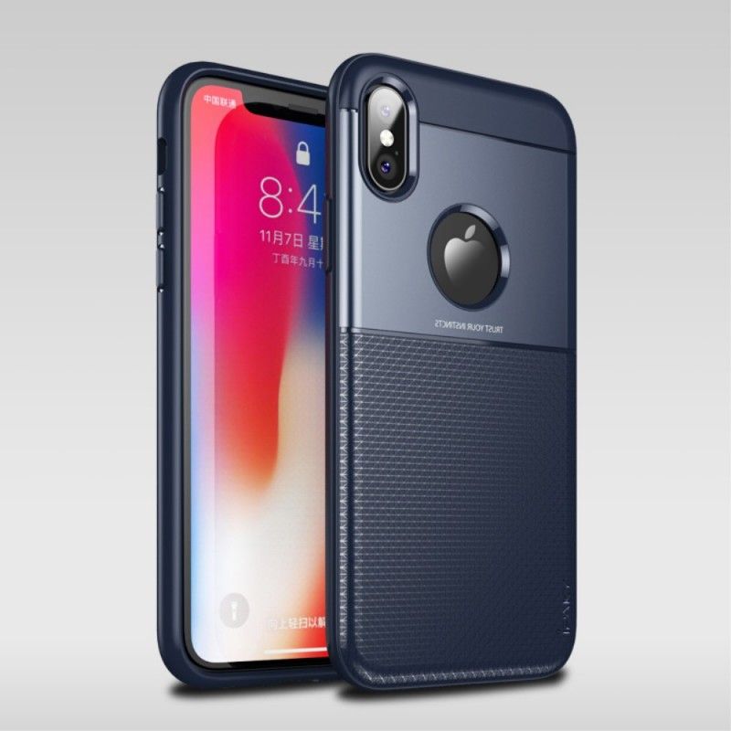 Etui iPhone XS Brązowy Ipaky Włókno Węglowe