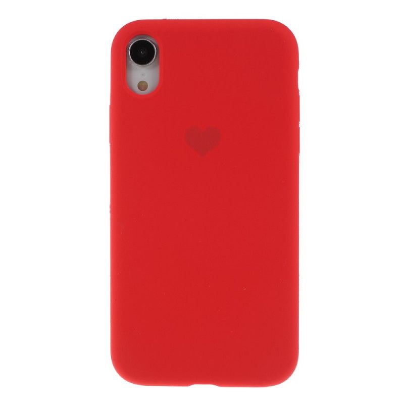 Etui iPhone XS Cyjan Czerwony Silikonowe Serce Etui Ochronne