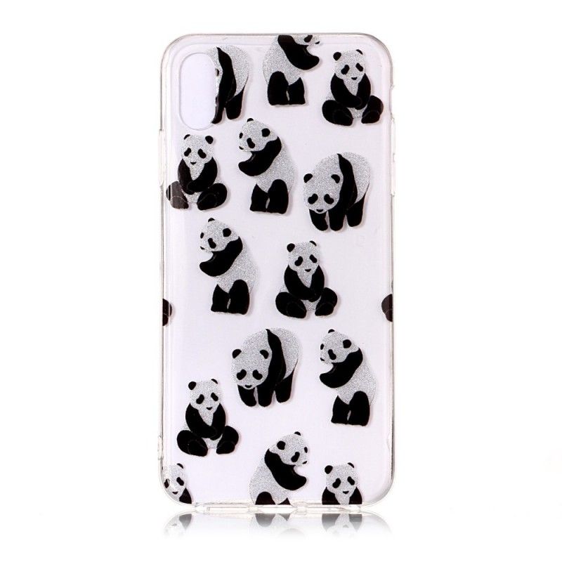 Etui iPhone XS Przezroczyste Pandy Z Brokatem Etui Ochronne