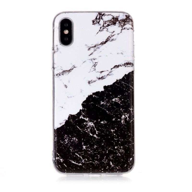Futerały iPhone XS Etui na Telefon Biały I Czarny Marmur