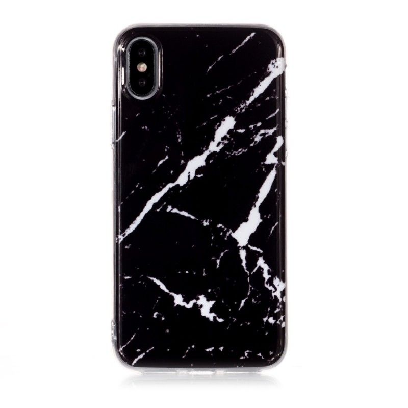 Futerały iPhone XS Etui na Telefon Czarny I Biały Marmur