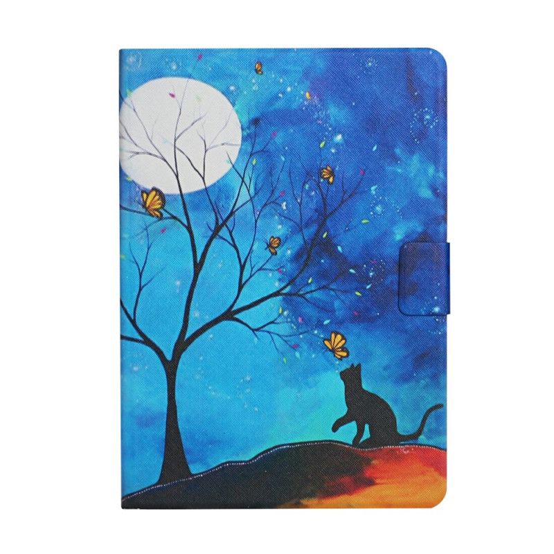 Etui Folio Samsung Galaxy Tab A 10.1 (2019) Ciemnoniebieski Żółty Drzewo Z Księżycem I Słońcem Etui Ochronne