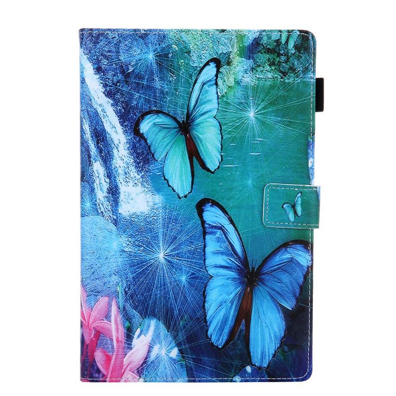 Etui Folio Samsung Galaxy Tab A 10.1 (2019) Turkusowy Biały Seria Motylkowa Etui Ochronne