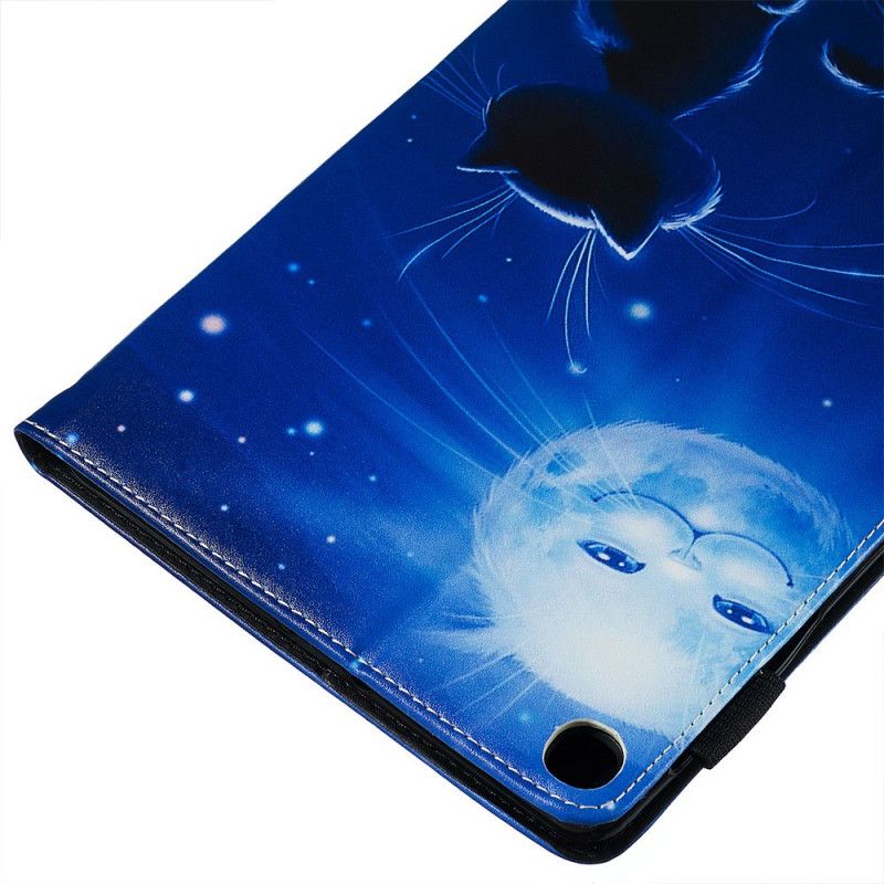 Skórzany Futerał Samsung Galaxy Tab A 10.1 (2019) Etui na Telefon Kot W Świetle Księżyca
