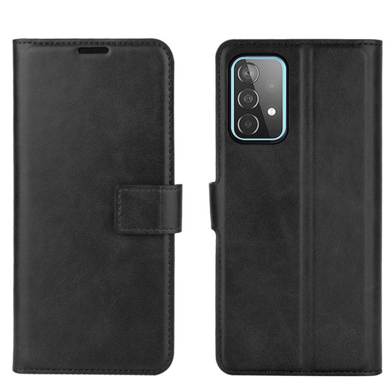 Etui Folio Samsung Galaxy A52 4G / A52 5G Szary Czarny Smukła Imitacja Skóry Etui Ochronne