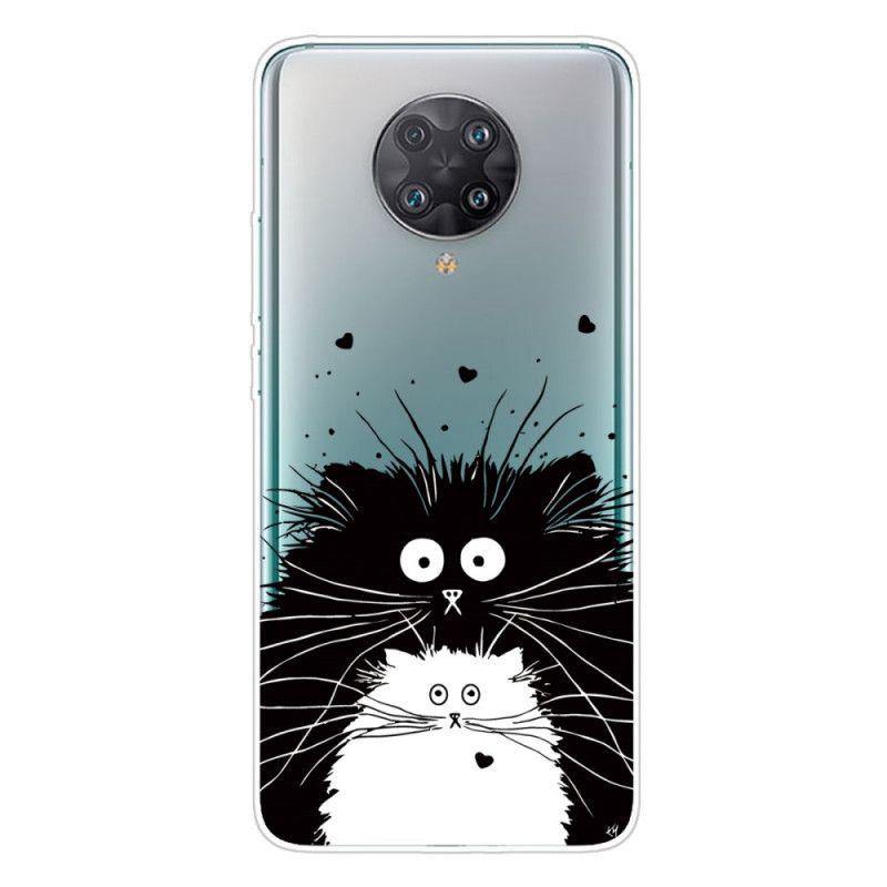 Etui Xiaomi Poco F2 Pro Biały Czarny Obserwuj Koty Etui Ochronne