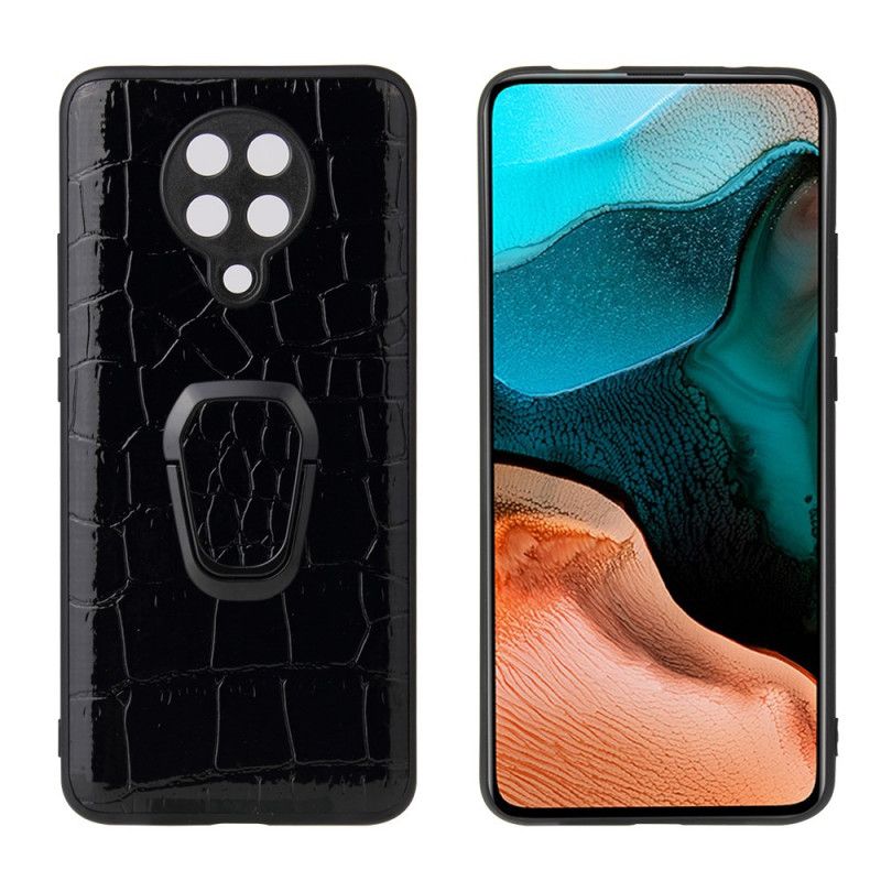 Etui Xiaomi Poco F2 Pro Efekt Skóry Krokodyla Podtrzymujący Pierścień