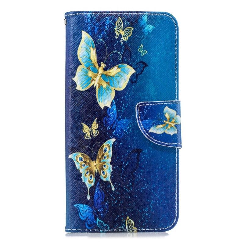Etui Folio Samsung Galaxy J6 Plus Jasnoniebieski Różowy Motyle W Nocy