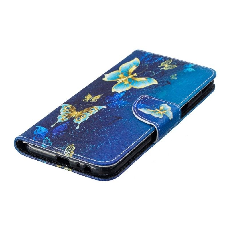 Etui Folio Samsung Galaxy J6 Plus Jasnoniebieski Różowy Motyle W Nocy