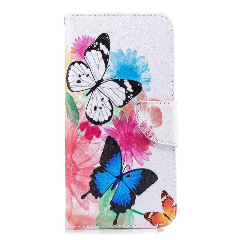 Obudowa Samsung Galaxy J6 Plus Jasnoniebieski Magenta Malowane Motyle I Kwiaty