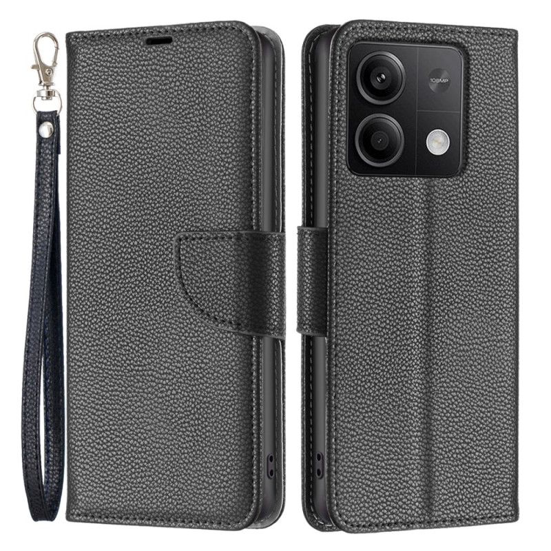 Etui Folio Xiaomi Redmi Note 13 5g Sztuczna Skóra Litchi Z Paskiem Etui Ochronne