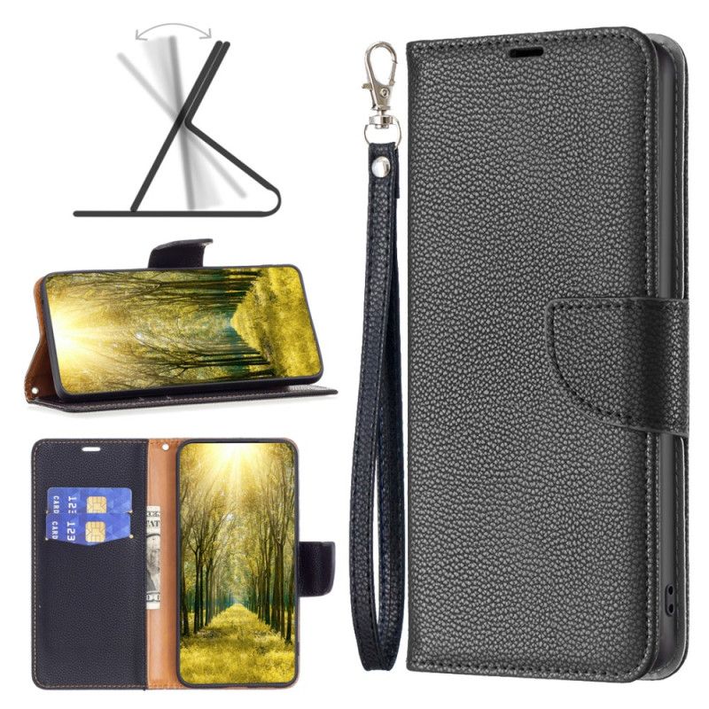 Etui Folio Xiaomi Redmi Note 13 5g Sztuczna Skóra Litchi Z Paskiem Etui Ochronne