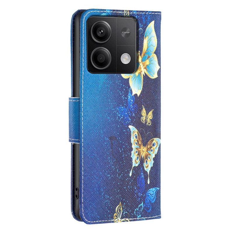 Obudowa Xiaomi Redmi Note 13 5g Etui Na Telefon Złote Motyle Na Niebieskim Tle