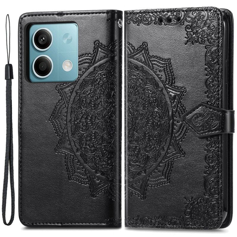 Skórzany Futerał Xiaomi Redmi Note 13 5g Etui Na Telefon Barokowa Mandala Z Paskiem