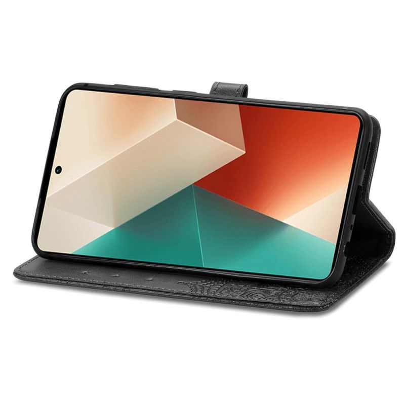 Skórzany Futerał Xiaomi Redmi Note 13 5g Etui Na Telefon Barokowa Mandala Z Paskiem