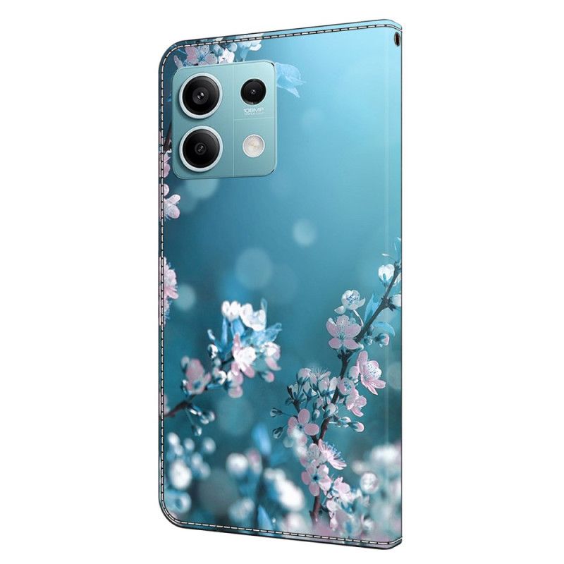 Skórzany Futerał Xiaomi Redmi Note 13 5g Etui Na Telefon Kwiaty Śliwy