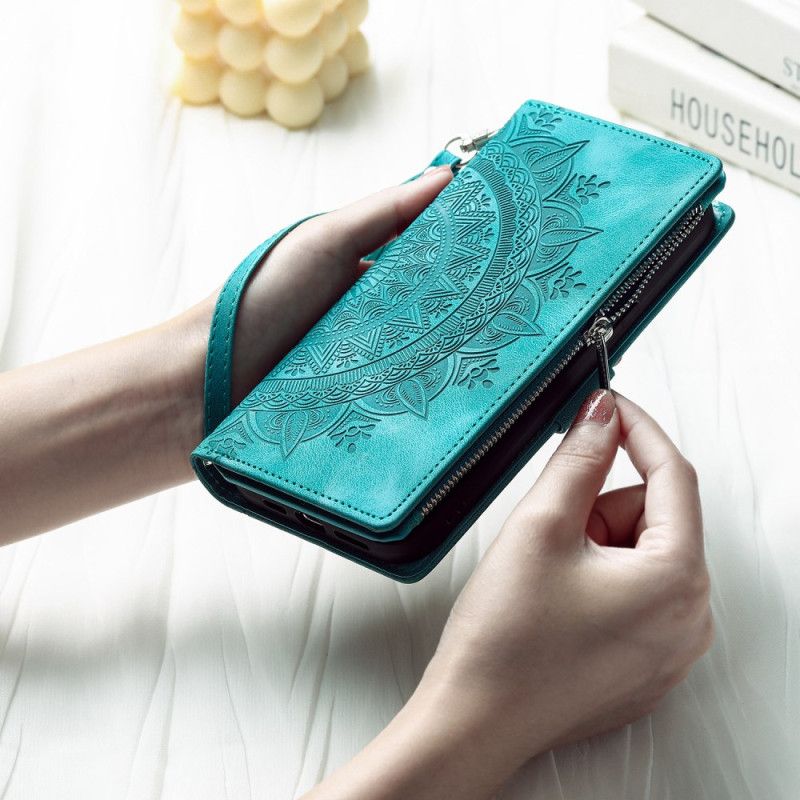 Skórzany Futerał Xiaomi Redmi Note 13 5g Etui Na Telefon Portfel Z Efektem Skóry Mandali I Paskiem