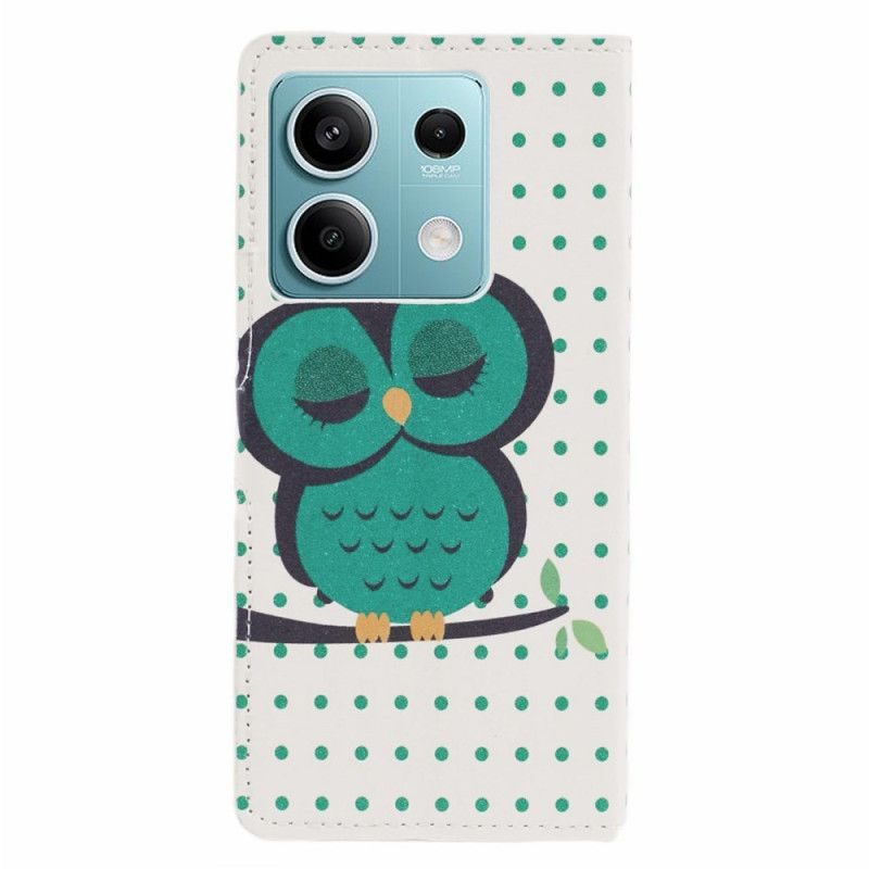 Skórzany Futerał Xiaomi Redmi Note 13 5g Etui Na Telefon Śpiąca Sowa