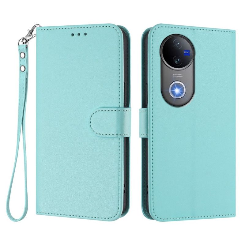 Etui Folio Do Vivo V50 5g Gładka Skóra Ekologiczna Z Paskiem