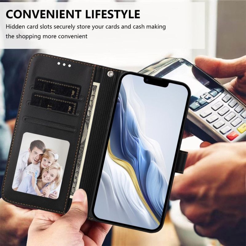 Etui Folio Do Vivo V50 5g Gładka Skóra Ekologiczna Z Paskiem