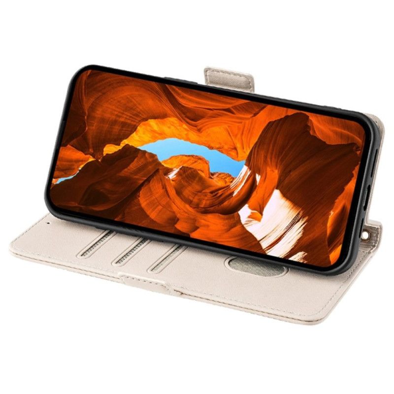 Etui Folio Do Vivo V50 5g Złote Zapięcie I Pasek Na Ramię