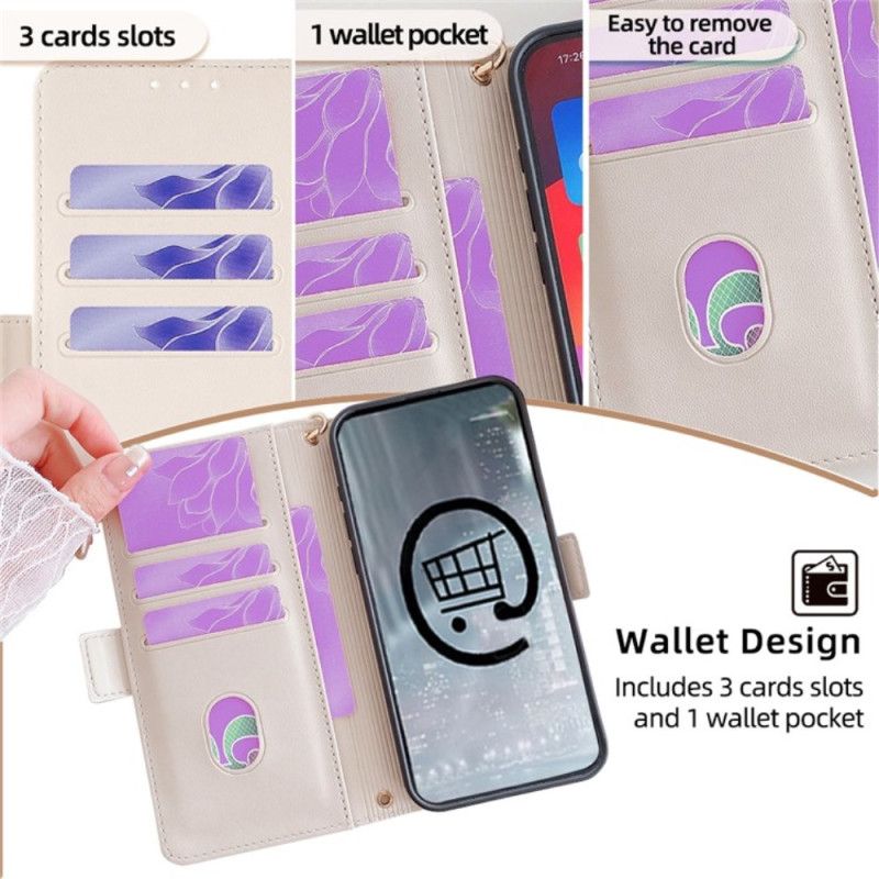 Etui Folio Do Vivo V50 5g Złote Zapięcie I Pasek Na Ramię