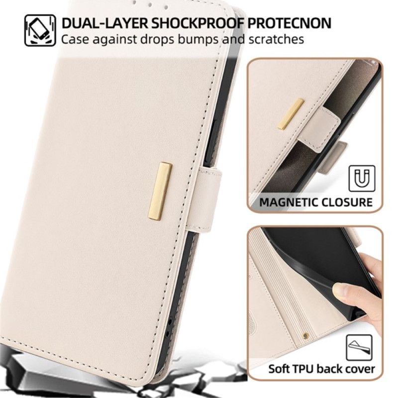 Etui Folio Do Vivo V50 5g Złote Zapięcie I Pasek Na Ramię