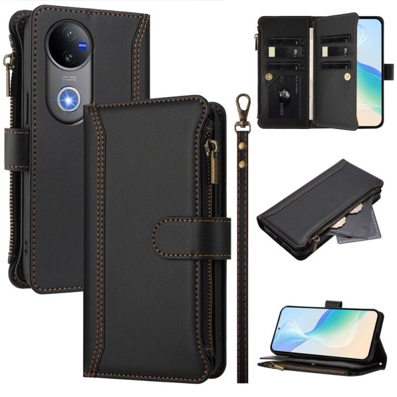 Etui Folio Vivo V50 5g 9 Przegródek Na Karty I Pasek Na Nadgarstek