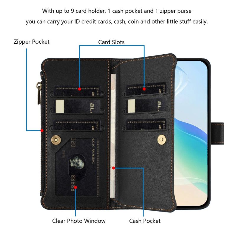 Etui Folio Vivo V50 5g 9 Przegródek Na Karty I Pasek Na Nadgarstek