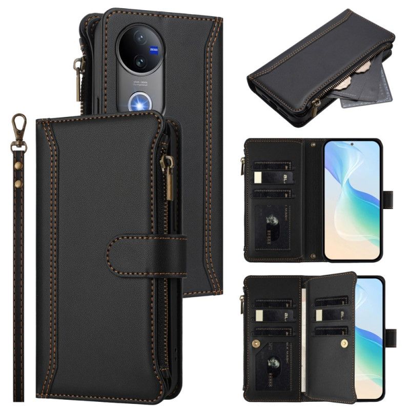 Etui Folio Vivo V50 5g 9 Przegródek Na Karty I Pasek Na Nadgarstek