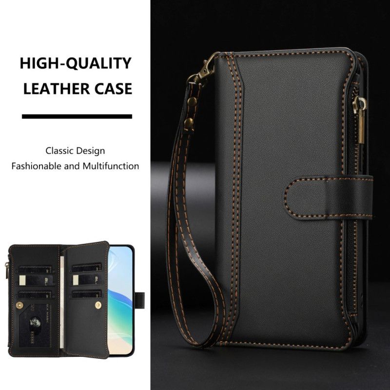 Etui Folio Vivo V50 5g 9 Przegródek Na Karty I Pasek Na Nadgarstek