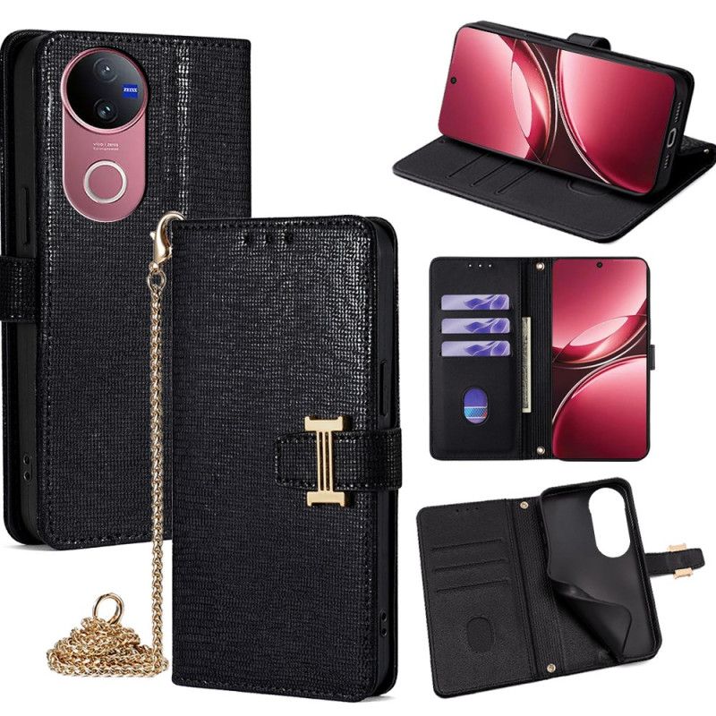 Etui Folio Vivo V50 5g Cekiny I Pasek Na Ramię