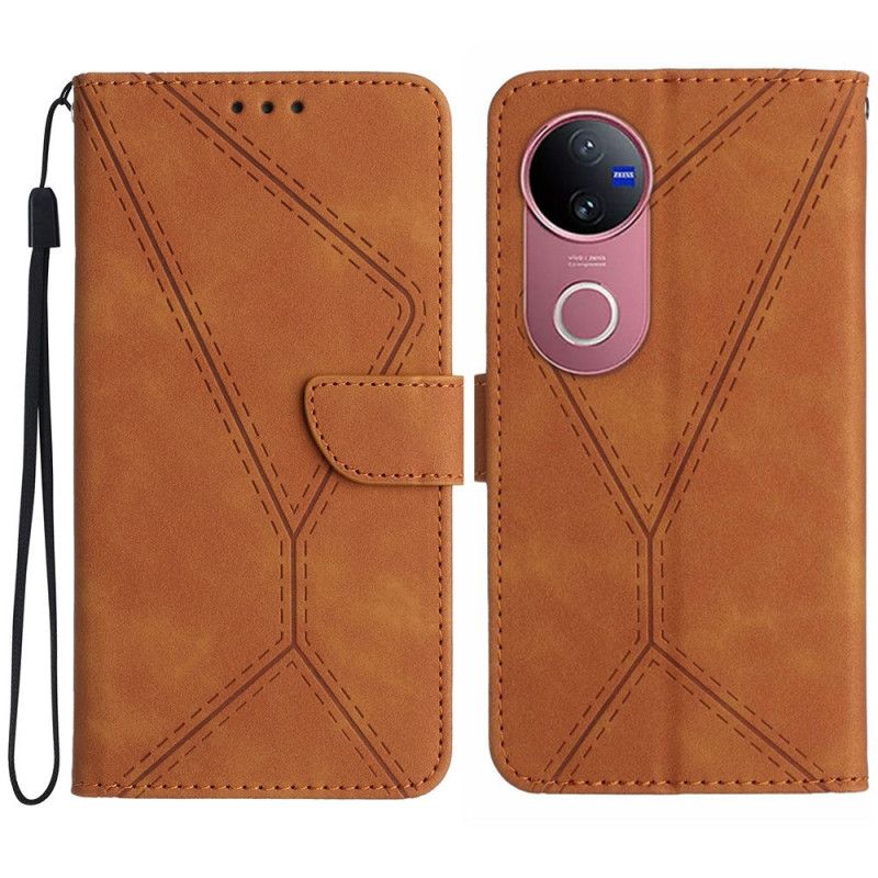Etui Folio Vivo V50 5g Linie I Sznurki Ściągające Etui Ochronne